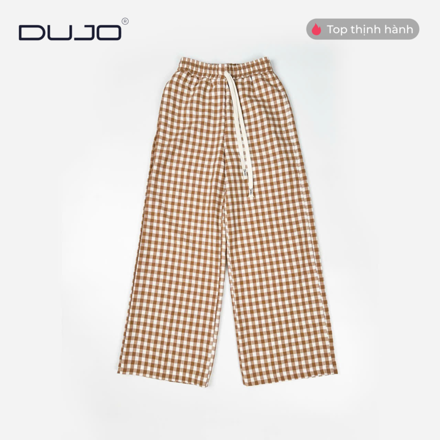 Quần Dài Sọc Caro Nữ DUJO – Dáng Suông Đẹp, Vải Mát, Giá tốt (Sao chép) - Hình ảnh 5