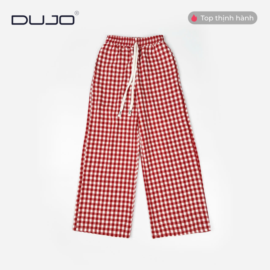 Quần Dài Sọc Caro Nữ DUJO – Dáng Suông Đẹp, Vải Mát, Giá tốt (Sao chép) - Hình ảnh 3