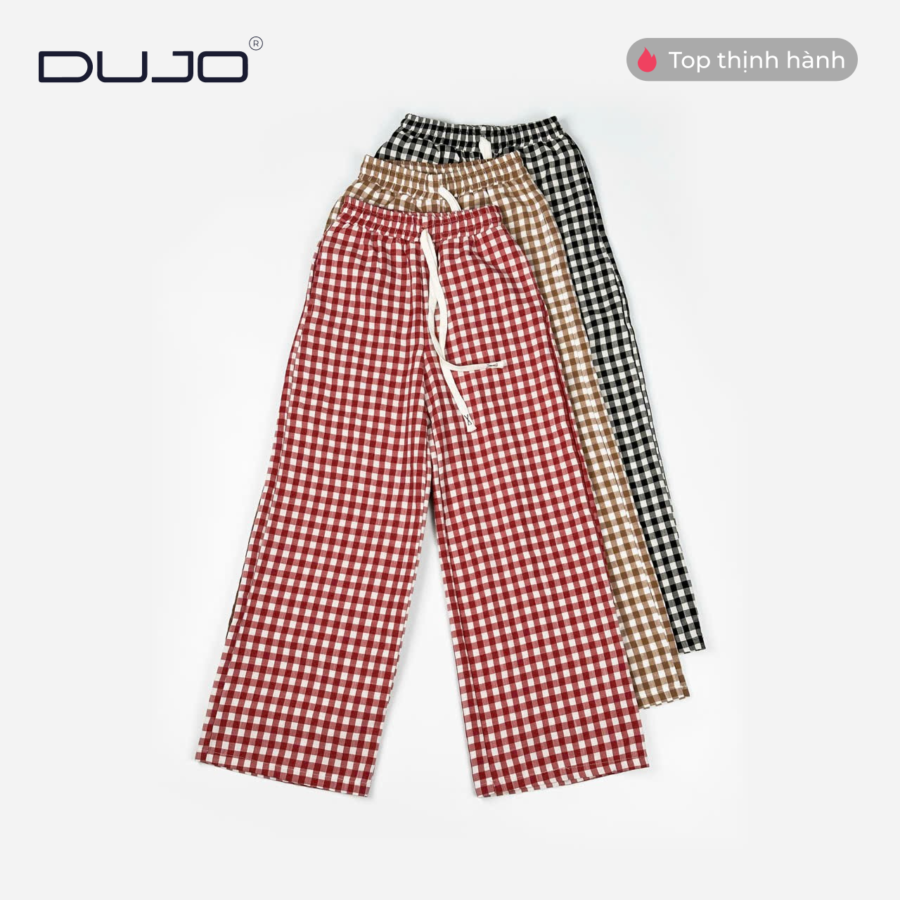 Quần Dài Sọc Caro Nữ DUJO – Dáng Suông Đẹp, Vải Mát, Giá tốt (Sao chép)